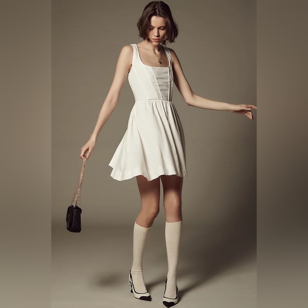 Anthropologie Aureta Fit & Flare Corset Mini Dress S Petite NWT